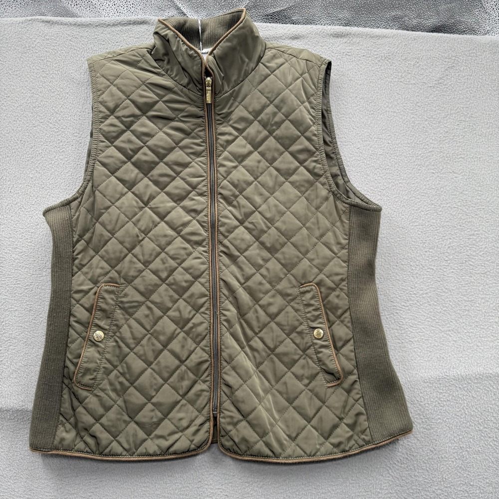 Telluride Clothing Co Vest Womens XL Green Quilted Insulated Full Zip Pockets